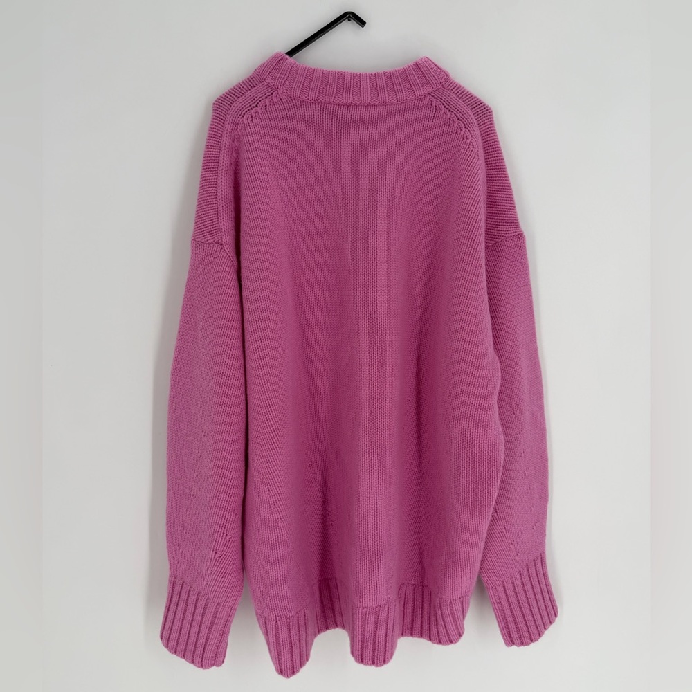 Cos Chunky Pure Cashmere Crew Neck Sweater In Pink - Picture 7 of 9